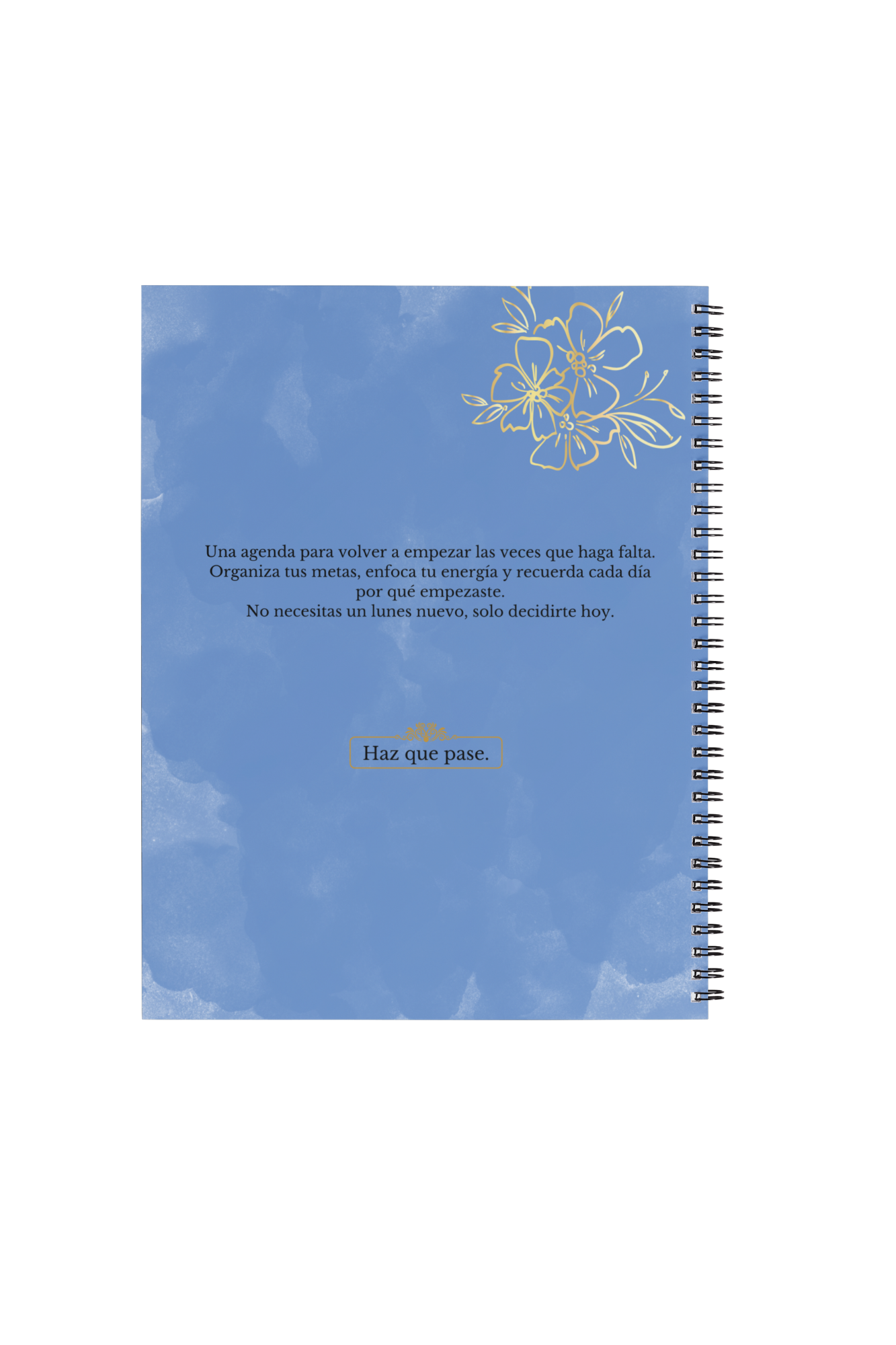 Agenda motivacional “Hoy empiezo de nuevo” — sin fechas, elegante.