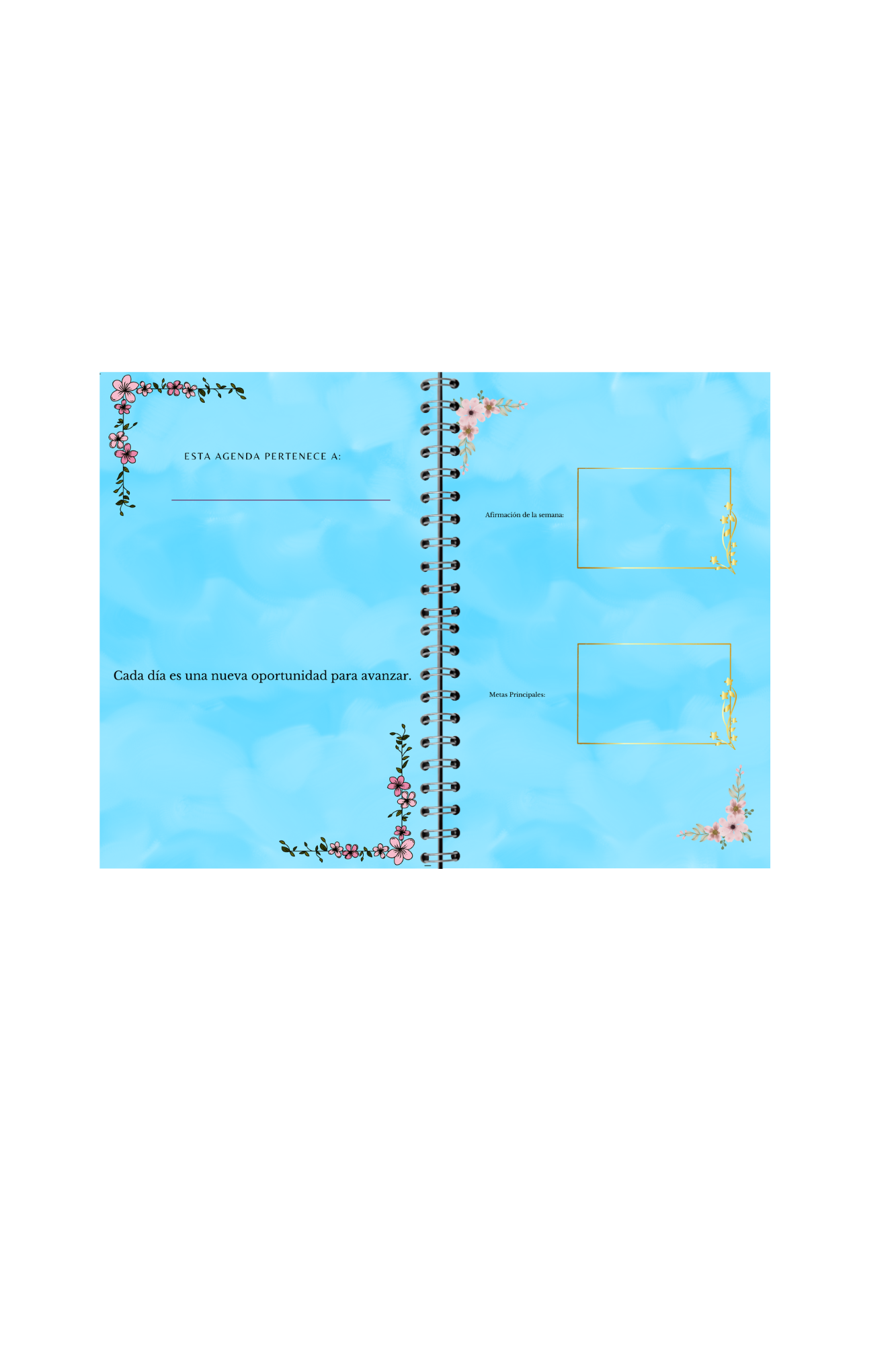 Agenda motivacional “Hoy empiezo de nuevo” — sin fechas, elegante.