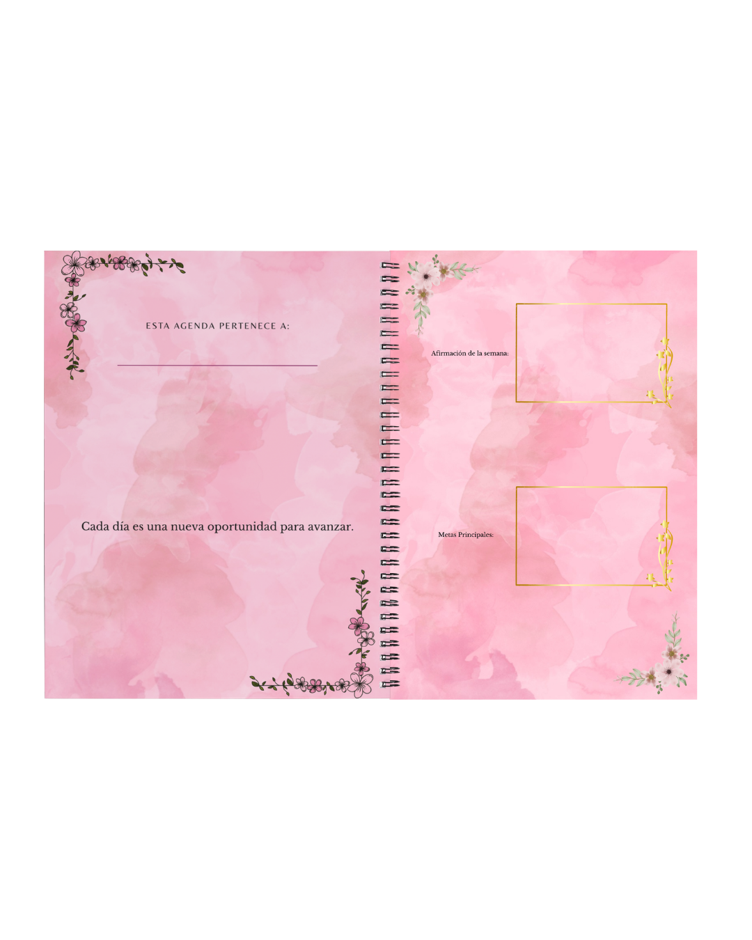 Agenda motivacional “Hoy empiezo de nuevo” — sin fechas, elegante.