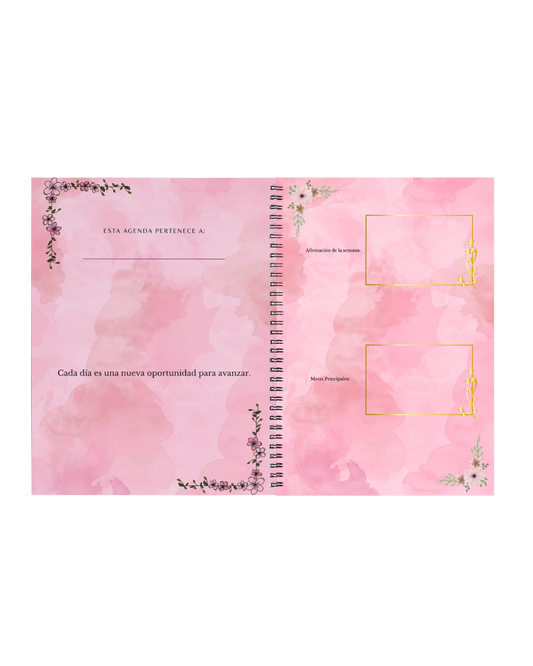 Agenda motivacional “Hoy empiezo de nuevo” — sin fechas, elegante.