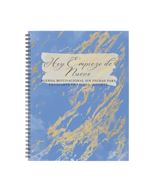 Agenda motivacional “Hoy empiezo de nuevo” — sin fechas, elegante.