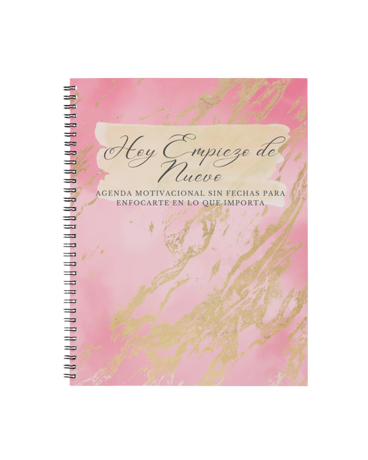 Agenda motivacional “Hoy empiezo de nuevo” — sin fechas, elegante.